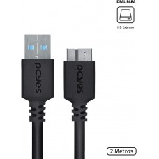 Cabo para HD Externo USB A 3.0 Macho para Micro USB B 3.0 (10 Pinos) Macho 1 Metro