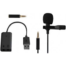 Microfone Lapela para Celular,  Câmeras e PC  + Adaptador USB - VIVMIC10 Vivitar